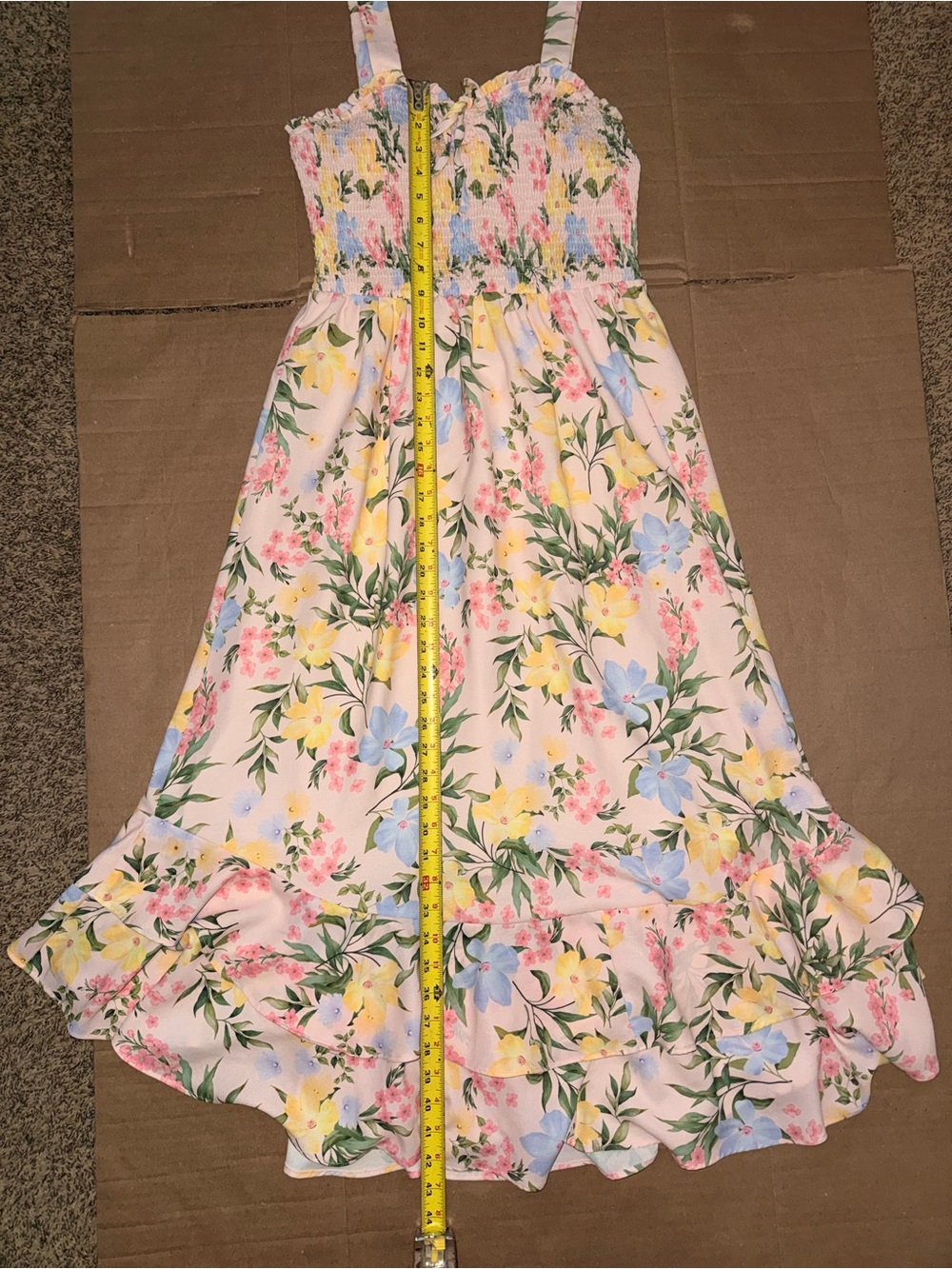 Grace Karin Pastel Floral Midi Dress in Pink, Yellow & Blue - Picture 6 of 10
